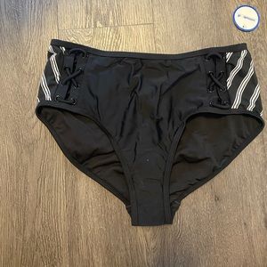 Lace up Black and White swim brief bottoms